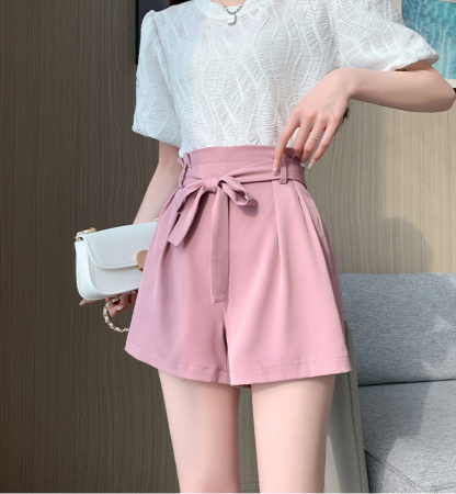 蝴蝶结松紧腰短裤*Pink Size L