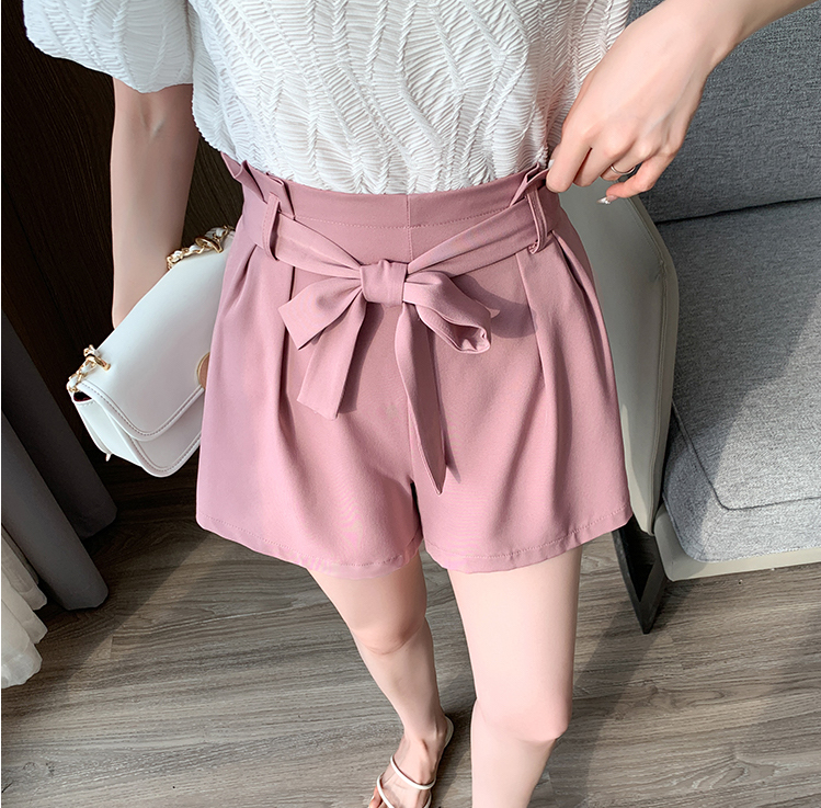 蝴蝶结松紧腰短裤*Pink Size L