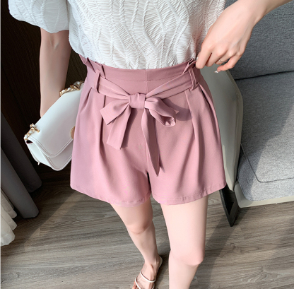 蝴蝶结松紧腰短裤*Pink Size L