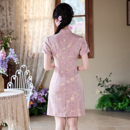 National Style New Chinese Style Short Cheongsam Improved Young Style 2025 New Girl Retro Short Sleeve Small Size Summer