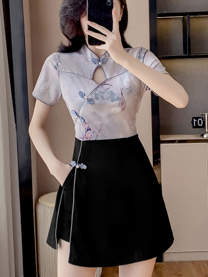 紫色连衣裙套装两件套