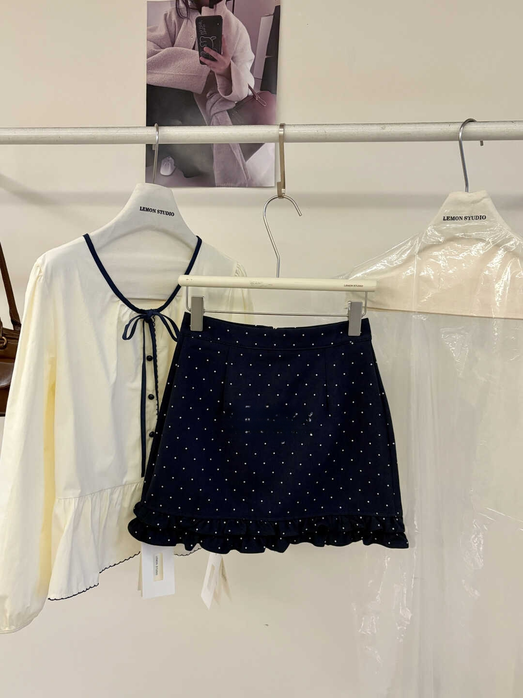 Ruffled Polka Dot Midi Skirt