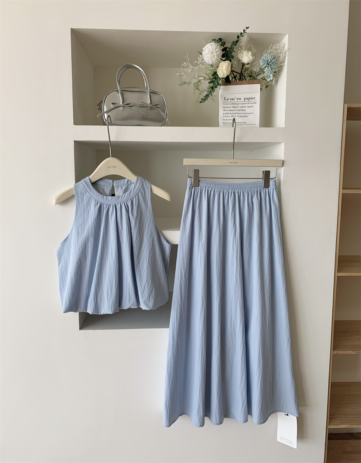 温柔清新上衣+半身裙两件套