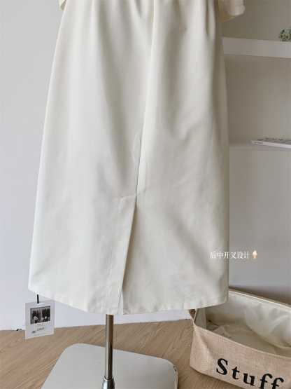 2025 Spring/Summer New Korean Style Elegant Lace Trim Sleeveless Top + High Waist Skirt Two-Piece Set for White Collar Workers