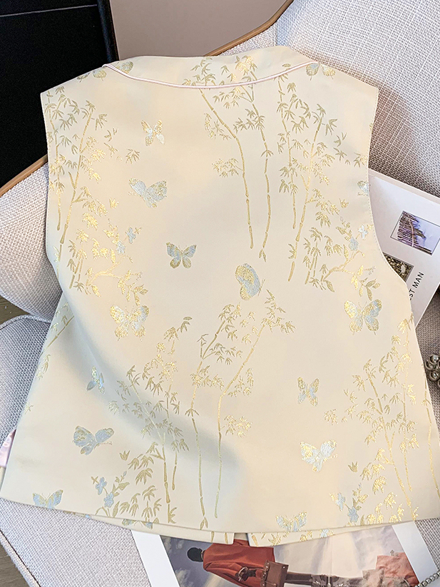 刺绣织金马面裙 Round Neck Buttoned Brocade Embroidered Hanfu Classical Cardigan Retro Vest Top