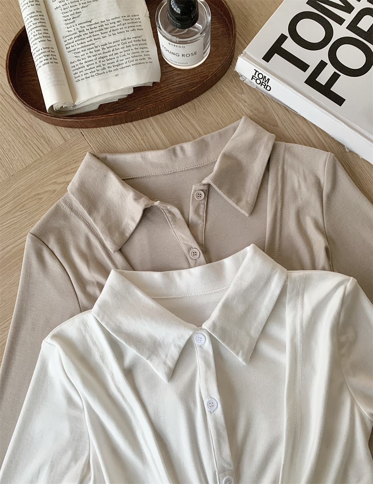 OL假两件修身长袖T恤