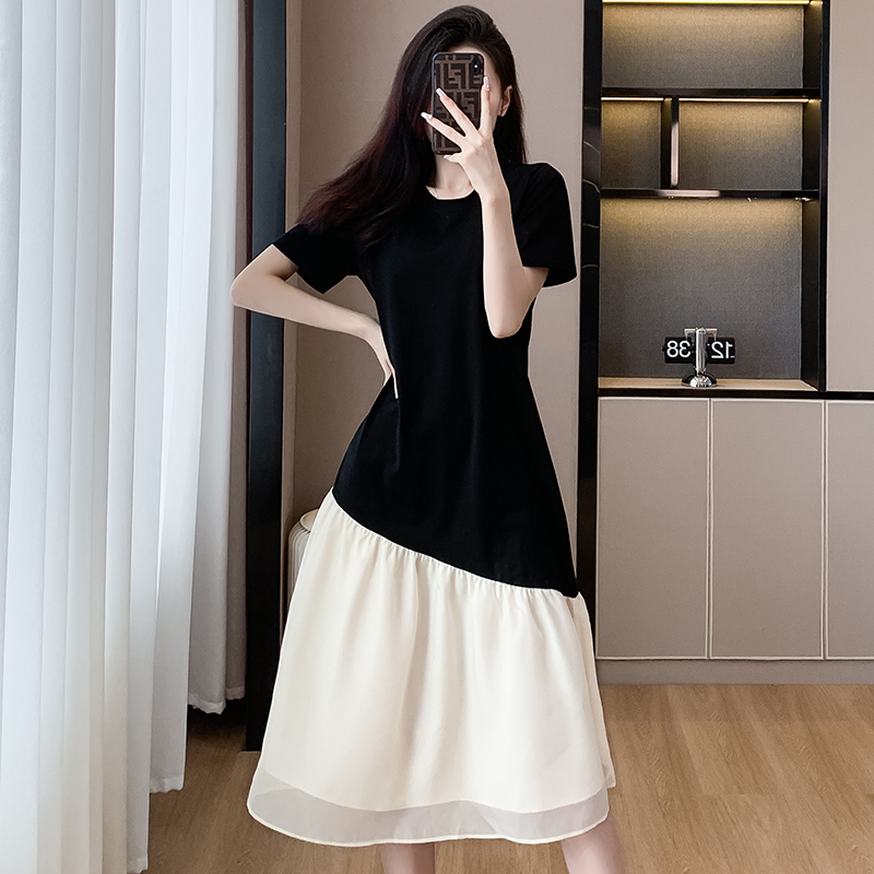 Casual Tee Combo Dress 仙气飘飘~T恤拼接连衣裙 