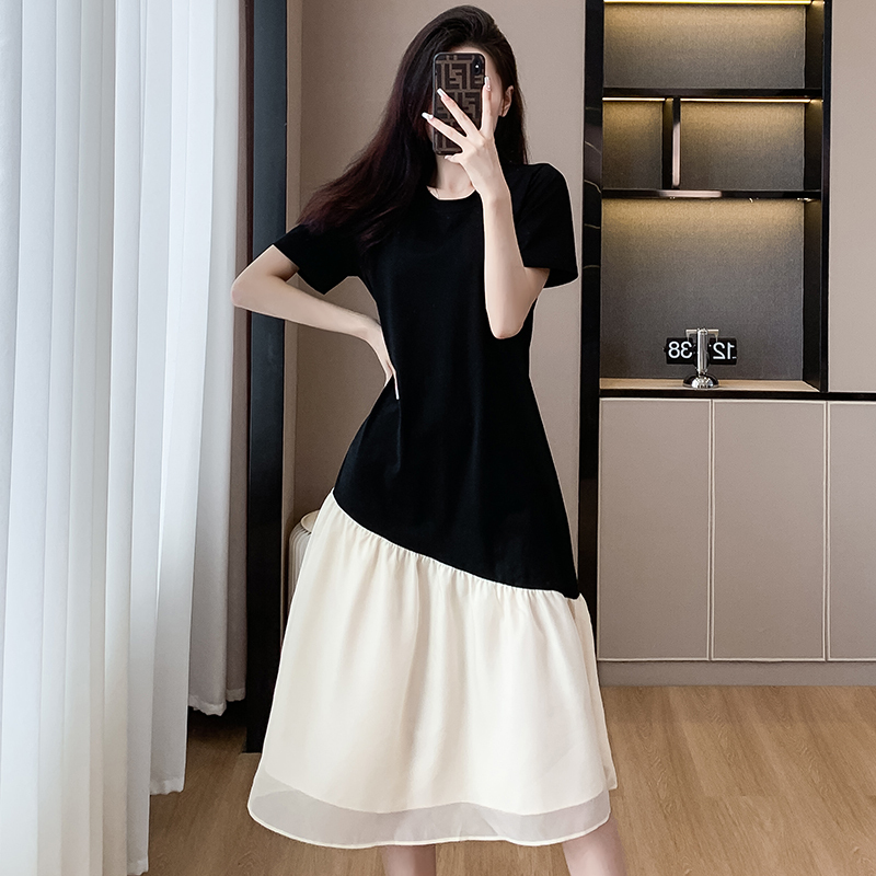 Casual Tee Combo Dress 仙气飘飘~T恤拼接连衣裙 