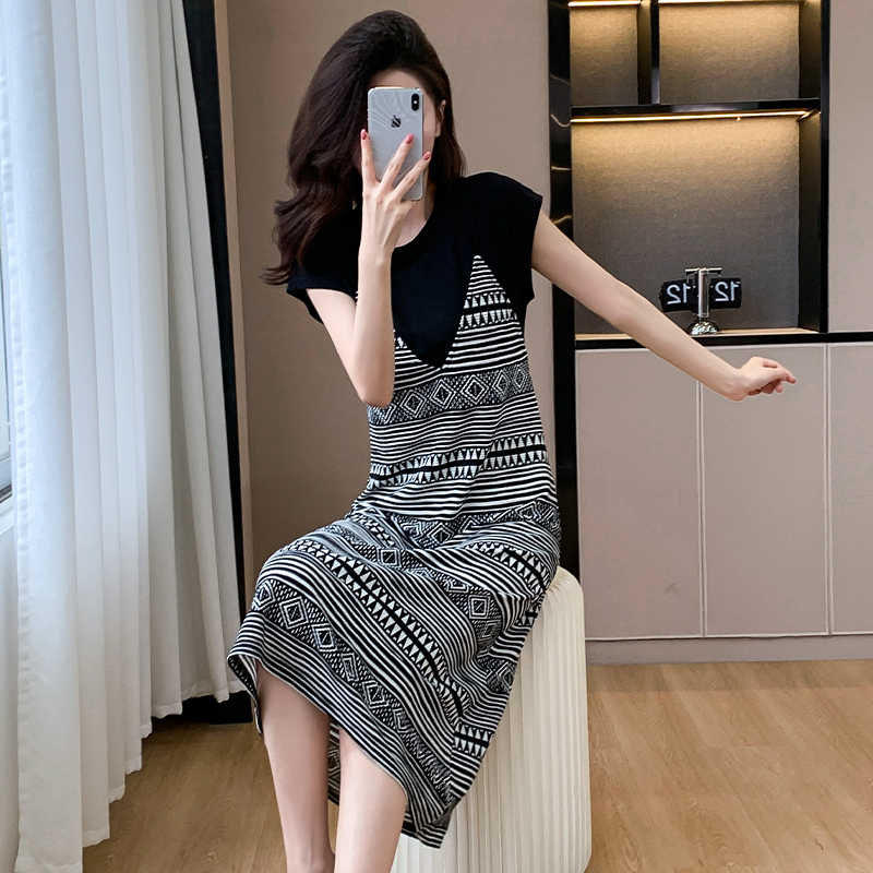 Faux Two-Piece Slip Dress 假两件吊带连衣裙