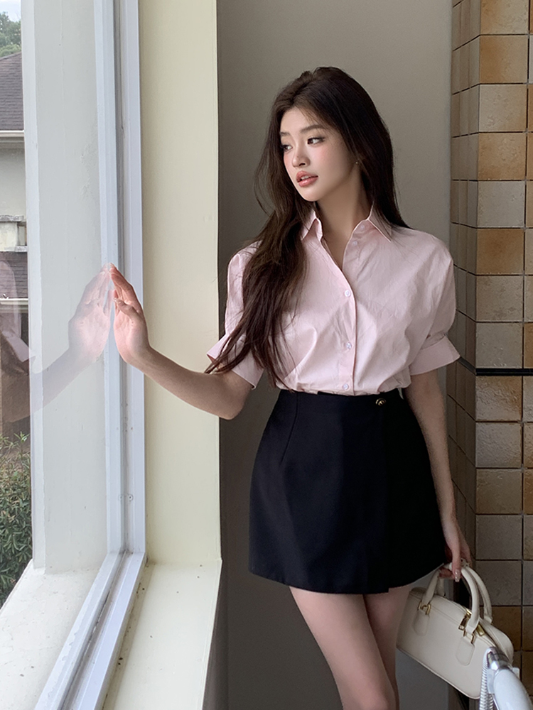 One-Button Short Skirt 一粒扣短款裤裙