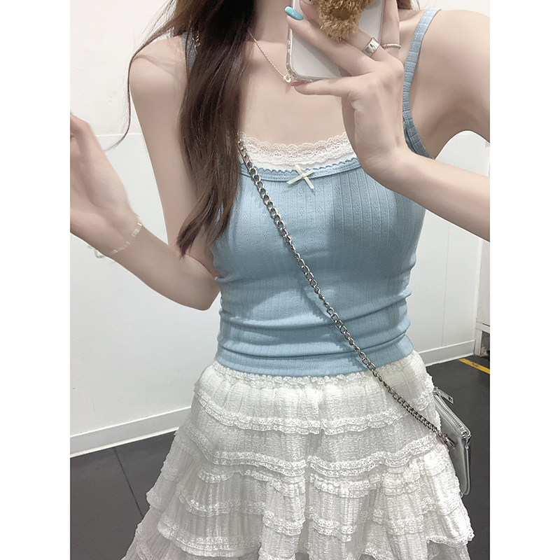 Double Tier Bow Strap Camisole 蝴蝶结双层吊带背心*3 Colors