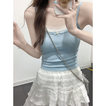 Double Tier Bow Strap Camisole 蝴蝶结双层吊带背心*3 Colors