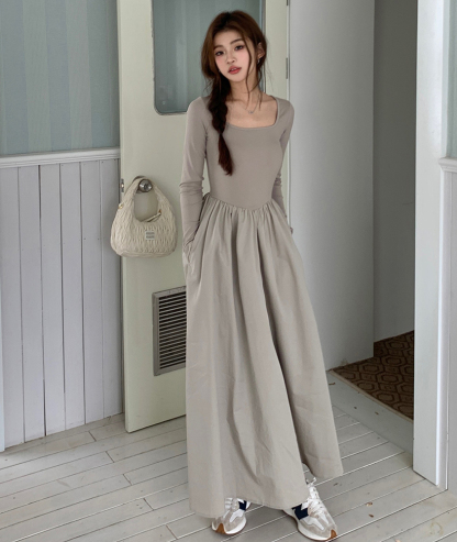 Fiona Long Sleeve Knitted Dress 方领长袖针织连衣裙*2 Colors 