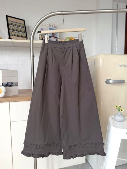 RINA Sweet Ruffle Wide Leg Pants 甜美木耳边阔腿九分裤*6 Colors