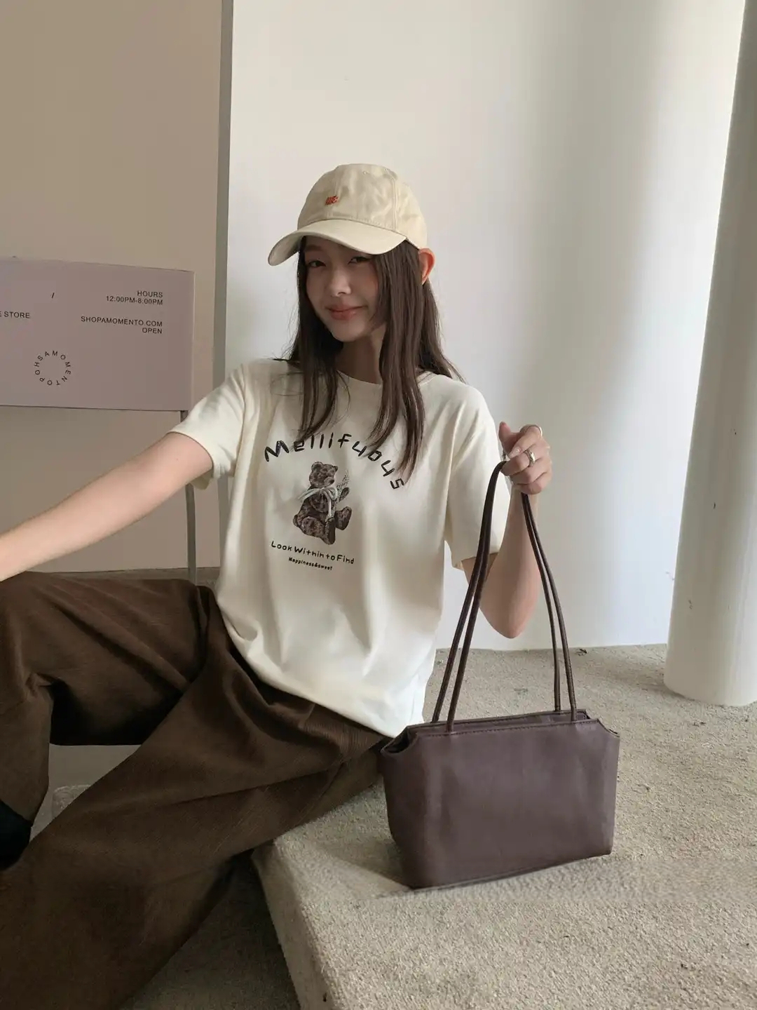 RINA Bow Bear Graphic Tee 蝴蝶结熊图案T恤* 3 Color