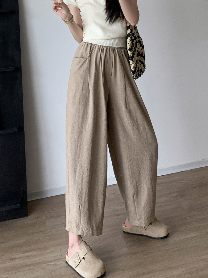 Textured Milk Pants for Women Summer Loose Draped Straight Leg Harem Pants Casual Acetate Velvet Cream Tapered Pants 肌理感奶芙裤