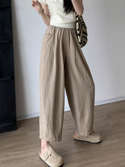 Textured Milk Pants for Women Summer Loose Draped Straight Leg Harem Pants Casual Acetate Velvet Cream Tapered Pants 肌理感奶芙裤