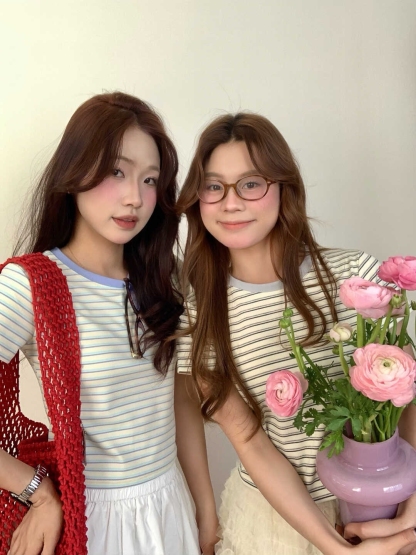 条纹控✜超好看撞色圆领T恤*2 Colors