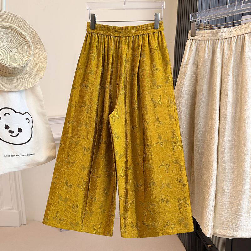 VELVÉ Jacquard Wide-Leg Pants 提花琉璃絲麻八分阔腿直筒裤*4 Color