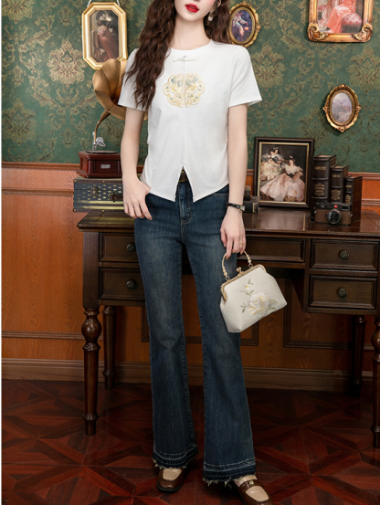 New Chinese Style Side-Slit Tee  新中式盘扣开叉t恤*2 Colors