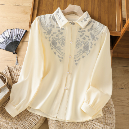 Classic Embroidery Long Sleeve Top 绣花长袖衬衫
