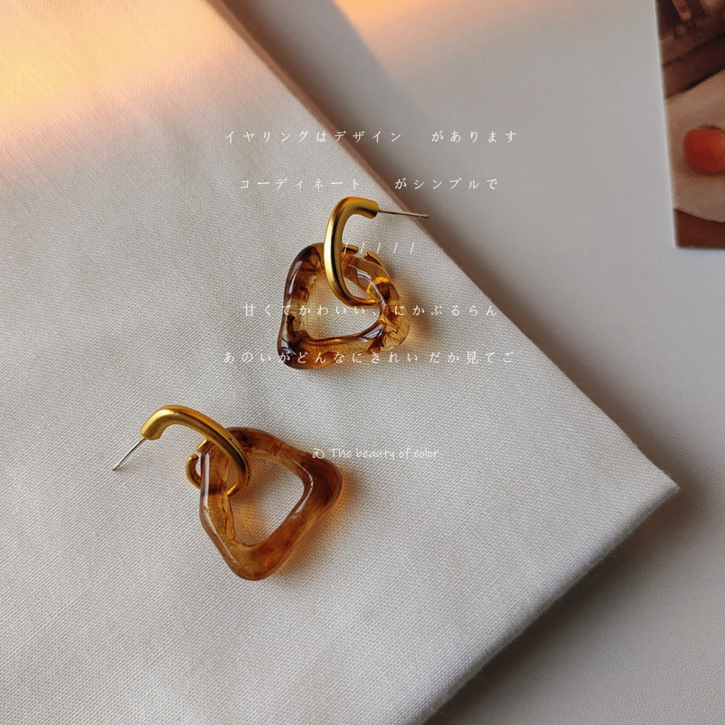 Caramel Matte Geometric Acrylic Earrings 焦糖奶酪！哑光几何亚克力耳钉