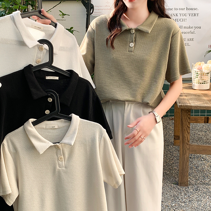Oversized Waffle Polo Shirt 华夫格宽松Polo衫* 4 Colors