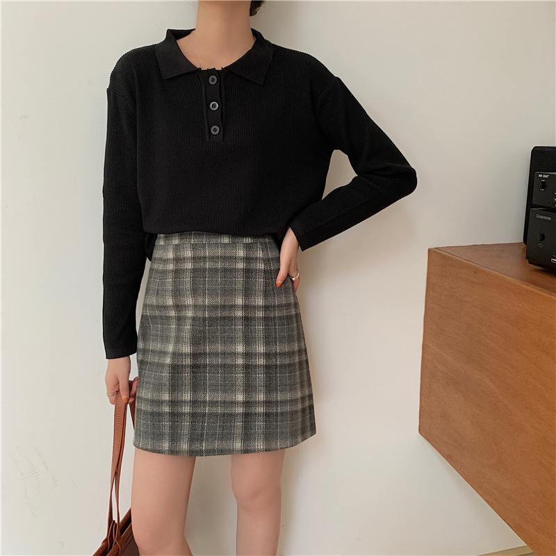 Buttoned Knit Top 纽扣设计针织长袖上衣*2Colors