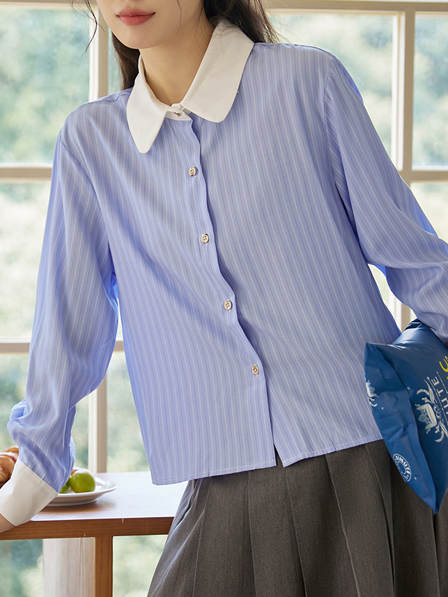 Old-school Color Block Striped Shirt 复古撞色纹长袖衬衫