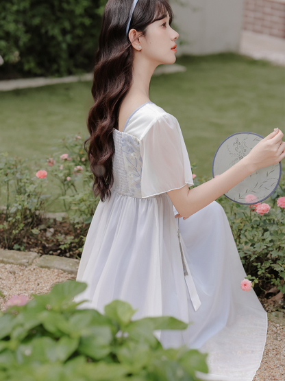 New Chinese Floating Flower Jiangnan Improved Hanfu Embroidery Tassel Gentle Vacation Skirt Fairy Dress