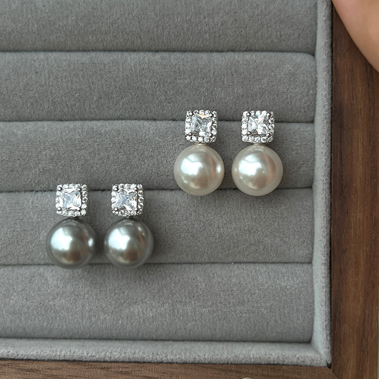 Moonlit Pearl Drops 珍珠锆石耳环*2 Colors