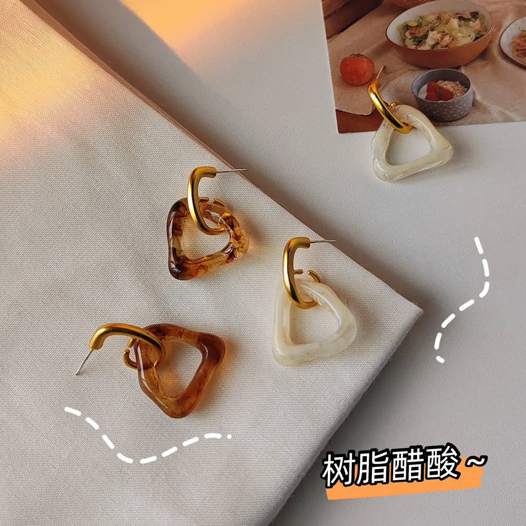 Caramel Matte Geometric Acrylic Earrings 焦糖奶酪！哑光几何亚克力耳钉