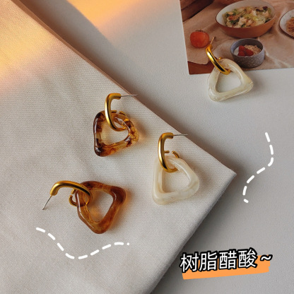 Caramel Matte Geometric Acrylic Earrings 焦糖奶酪！哑光几何亚克力耳钉