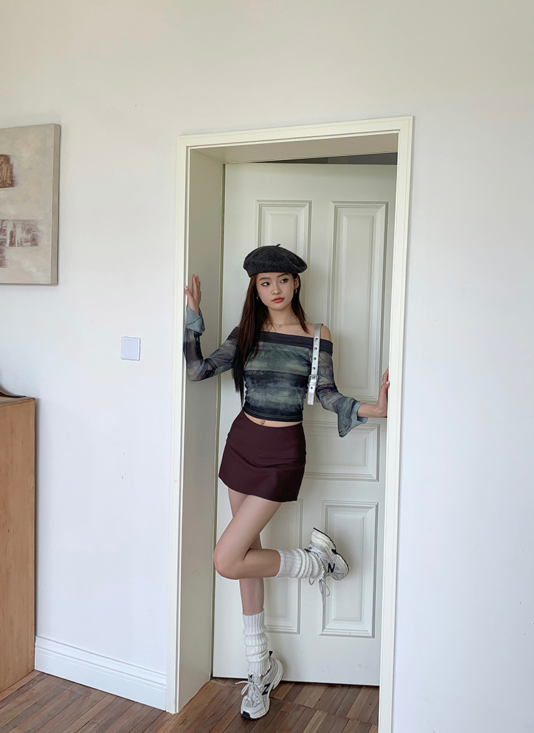 Real Shot 2024 Spring and Summer New Side Slit Yoga Half Culottes Women's Anti-Exposure American A- line Skirt