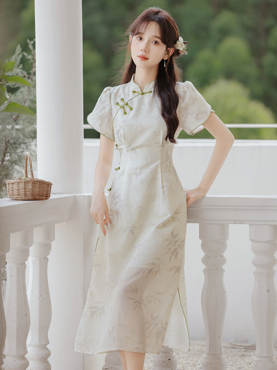 Bright Moon Bamboo New Chinese Improved Cheongsam Dress Women's Summer 2024 New Temperament Dress 50