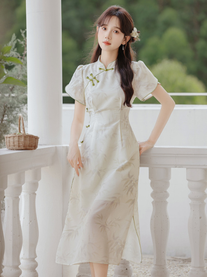 Bright Moon Bamboo New Chinese Improved Cheongsam Dress Women's Summer 2024 New Temperament Dress 50