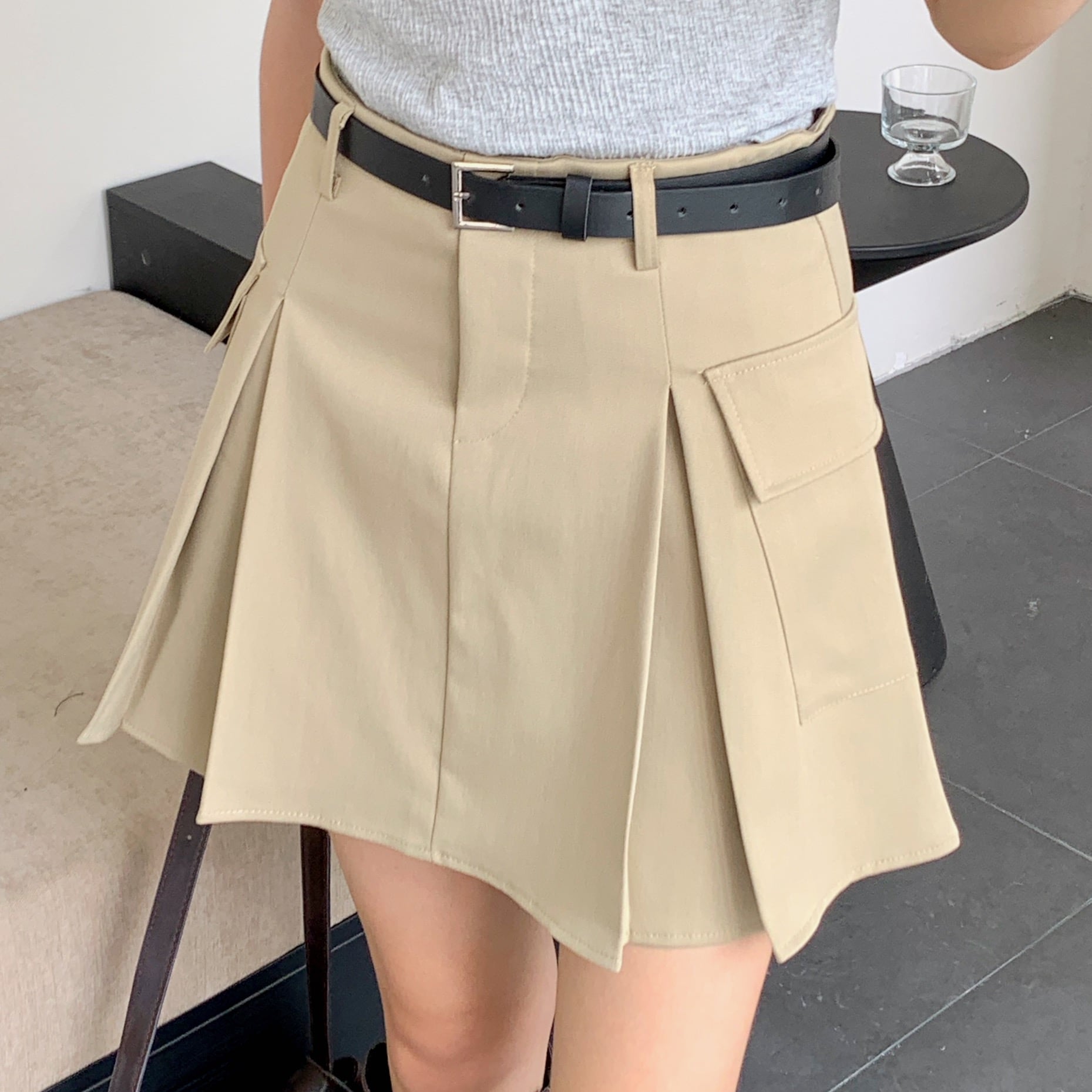 Pocket Mini Skirt 口袋短裙~配腰带*2 Colors