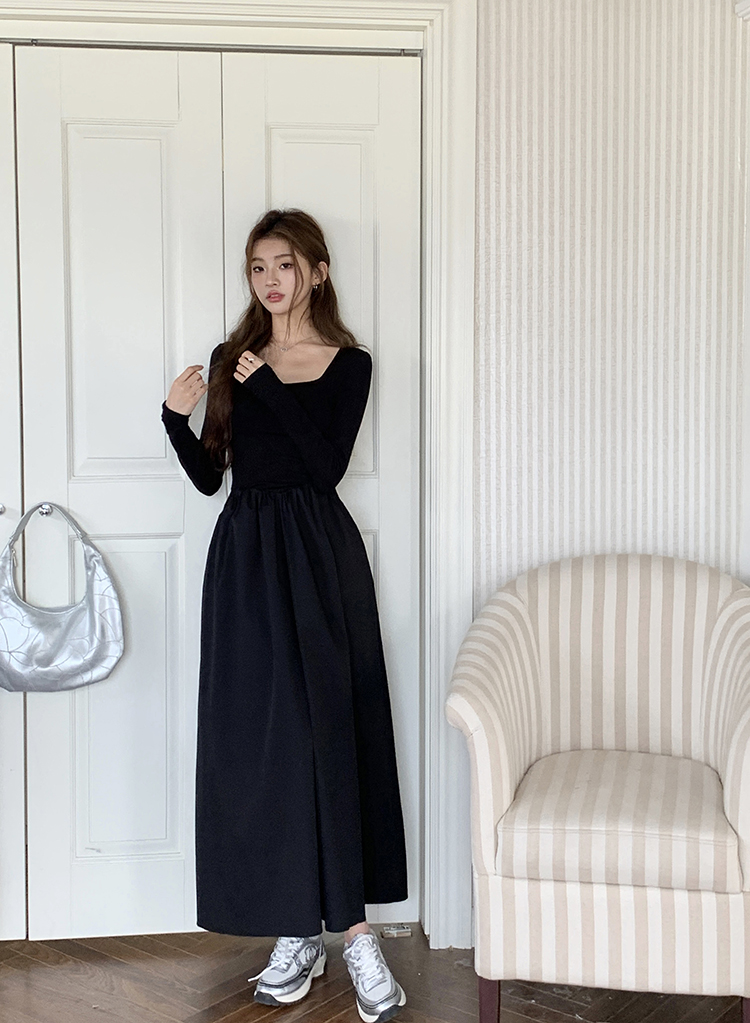 Fiona Long Sleeve Knitted Dress 方领长袖针织连衣裙*2 Colors 