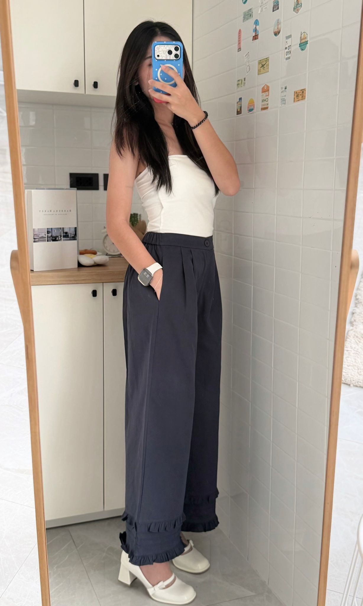 RINA Sweet Ruffle Wide Leg Pants 甜美木耳边阔腿九分裤*6 Colors