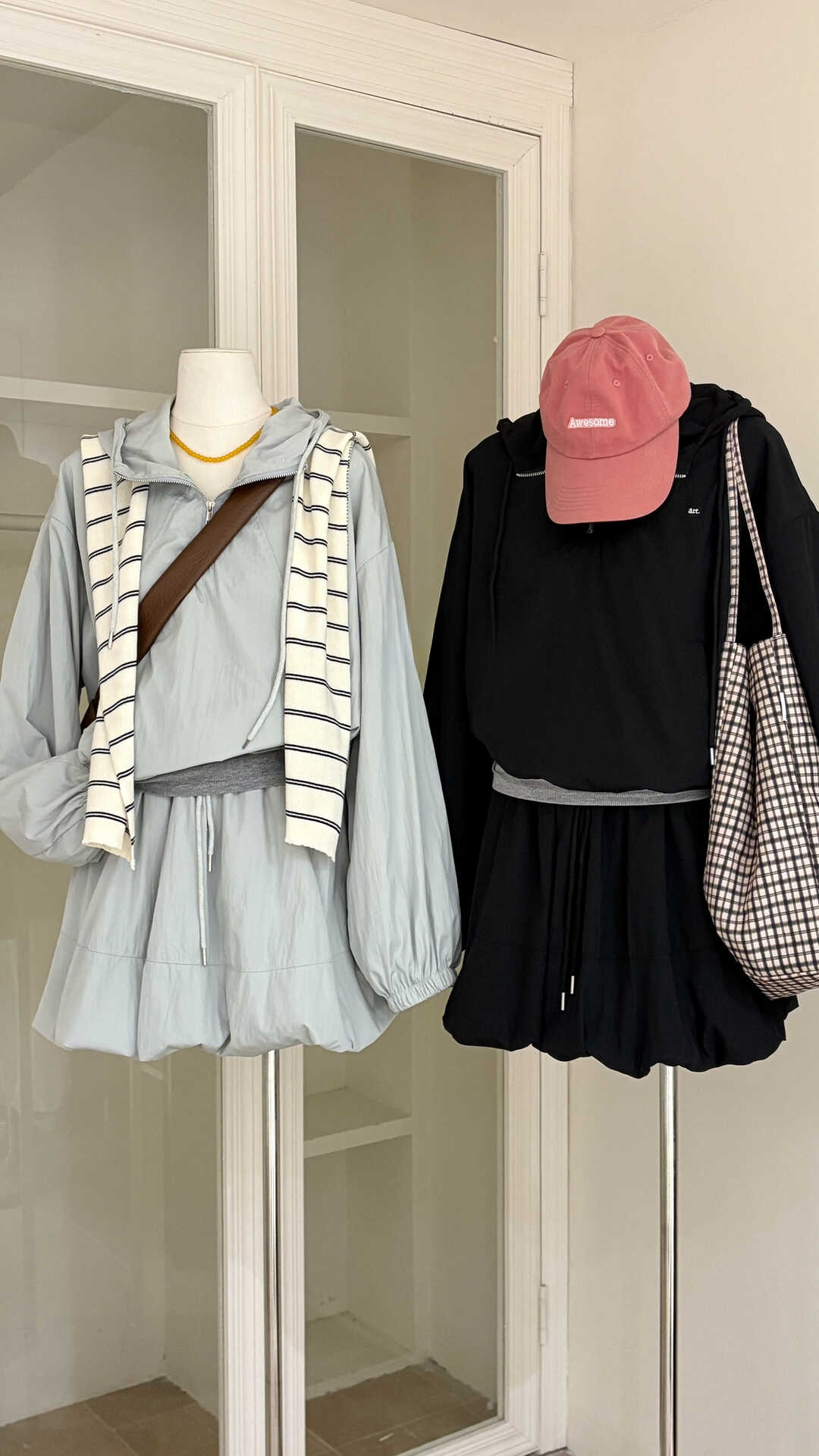 轻户外运动风 | 夹克连帽上衣+花苞裙2件套*3 Colors