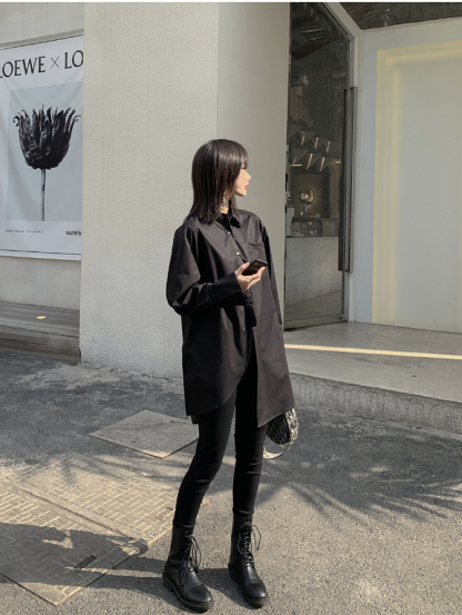 Asymmetric Long Shirt 小众设计不规则长款衬衫 *2  Colors