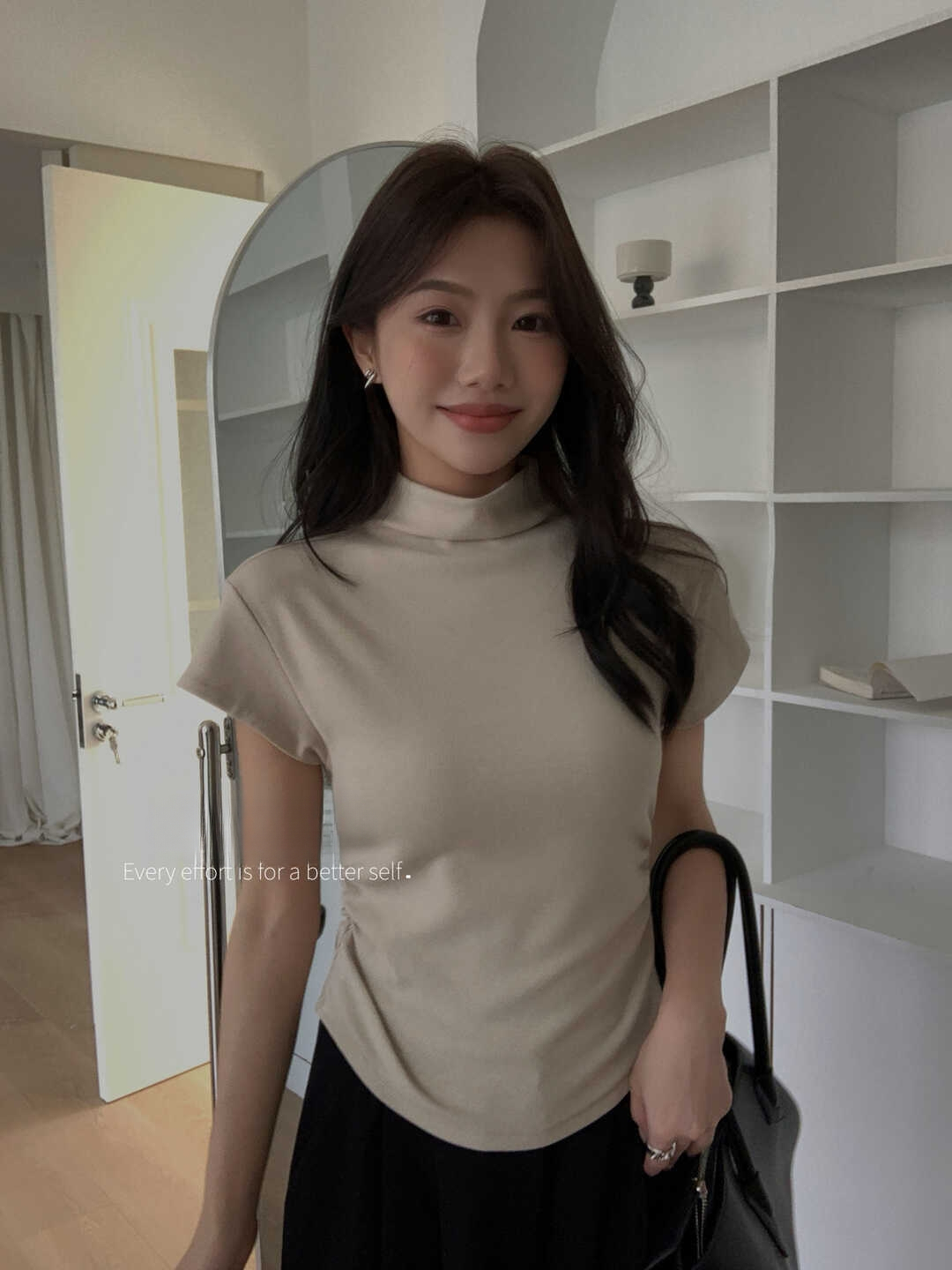 Half-high Collar Ultra-flattering Short Sleeve T-shirt 半高领超美体态短袖T*10 Colors