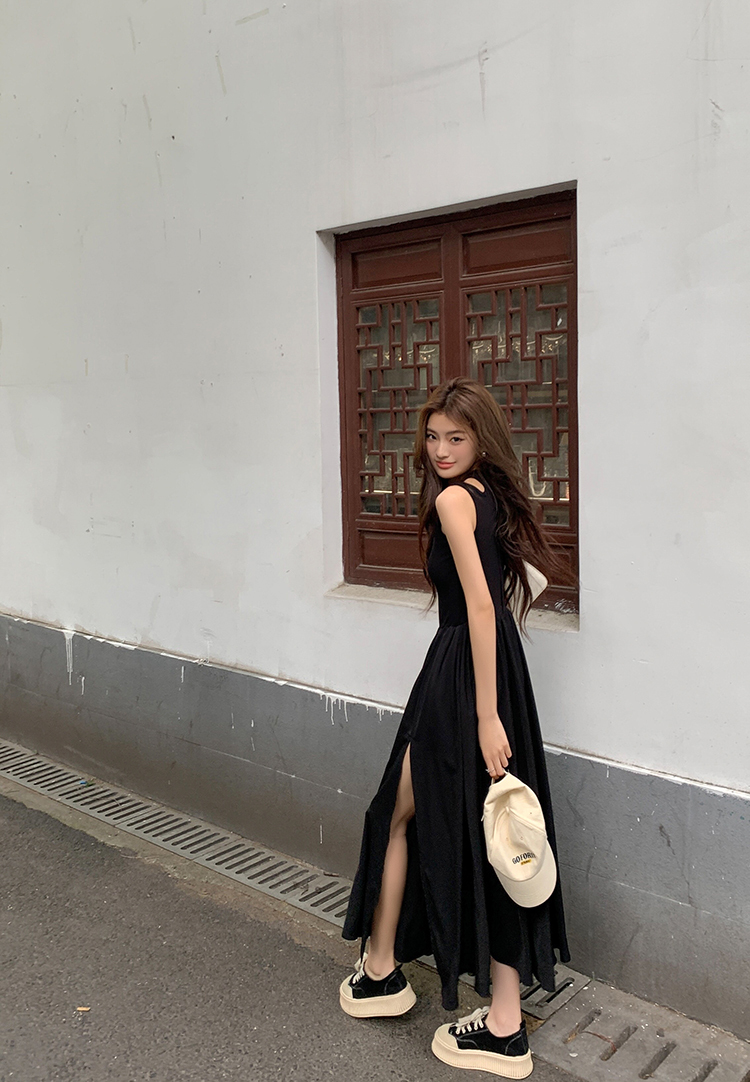 Slit Cut Vest Dress  挖空背心开叉连衣裙