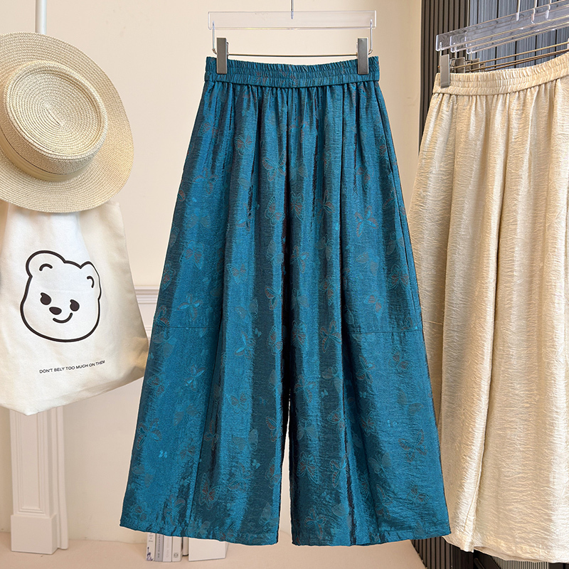VELVÉ Jacquard Wide-Leg Pants 提花琉璃絲麻八分阔腿直筒裤*4 Color