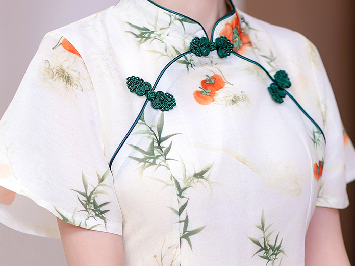 Real Shot New Model College Entrance Exam Cheongsam National Style Improved Printed Dress