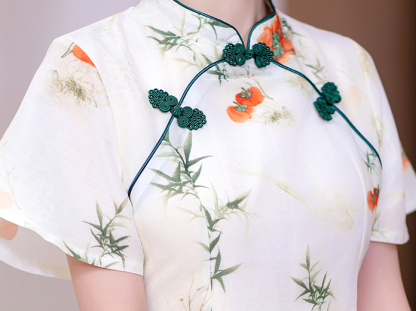 Real Shot New Model College Entrance Exam Cheongsam National Style Improved Printed Dress