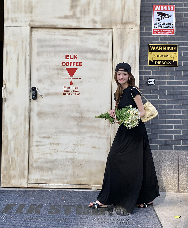 Real Shot 2025 Spring Summer New Loose Casual Solid Color Top Short Sleeve Skirt Long Skirt Women's Two-Piece Set