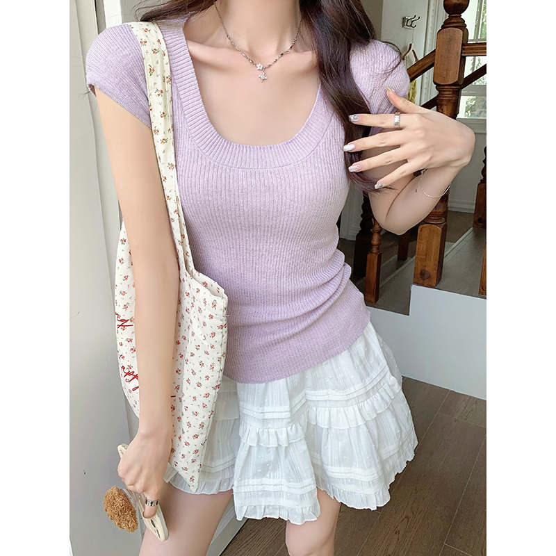 Basic Knit Tee 薄款简约针织上衣*4 Colors