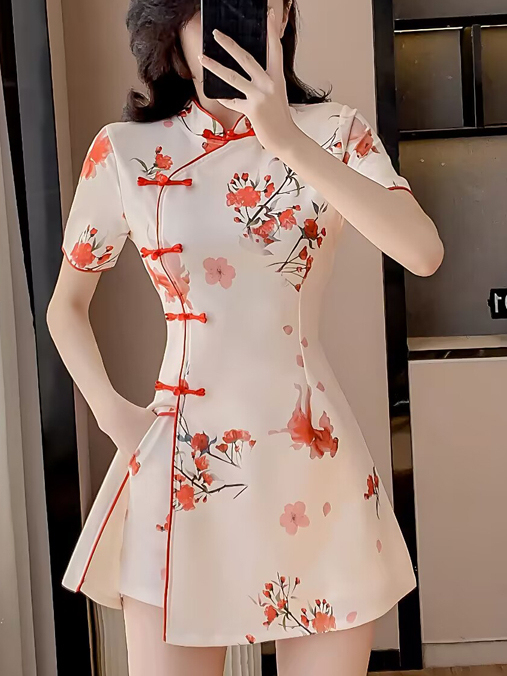 Blooming Glow Two-Piece Set 花开映霞中式2件套