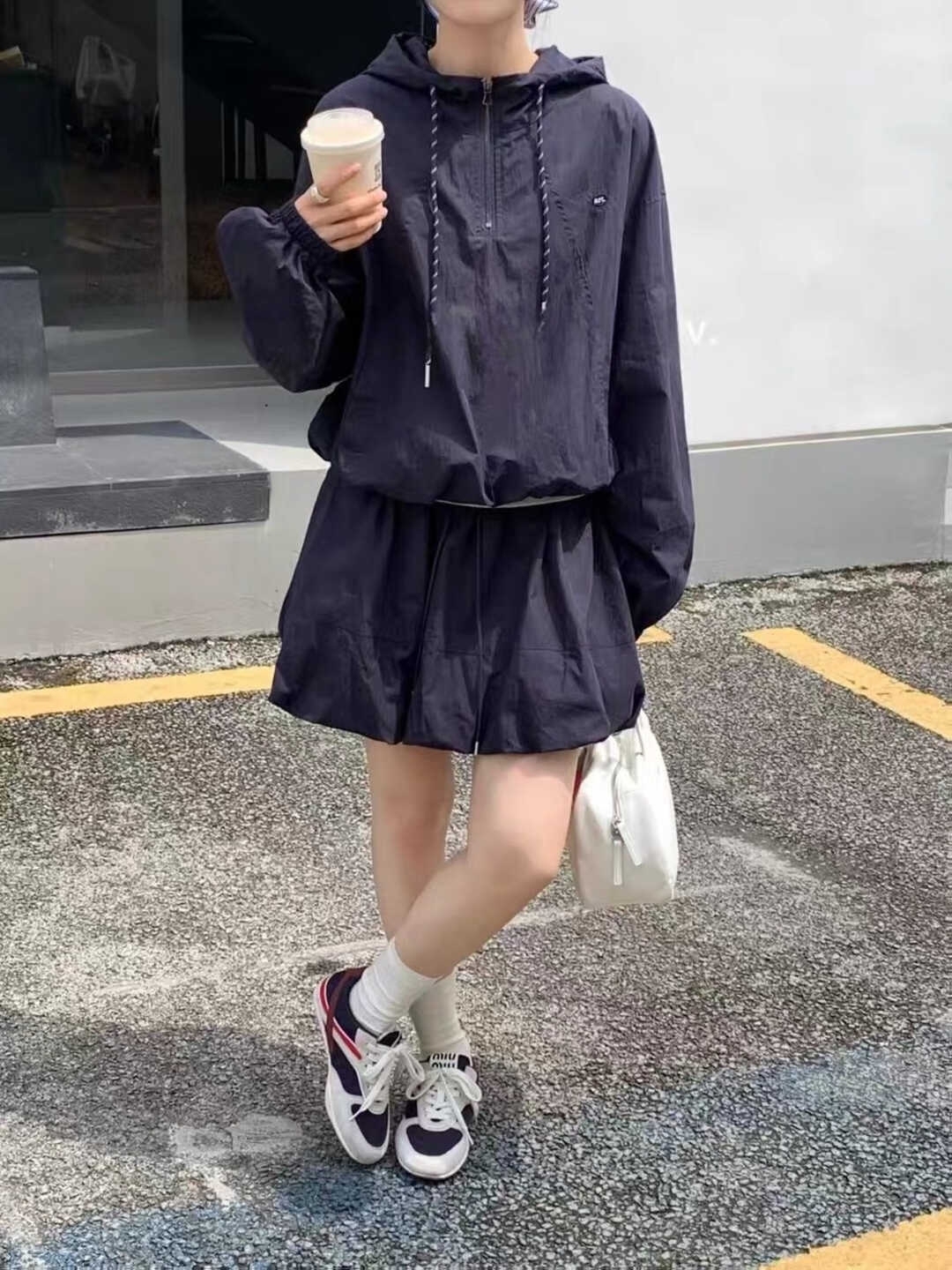 轻户外运动风 | 夹克连帽上衣+花苞裙2件套*3 Colors